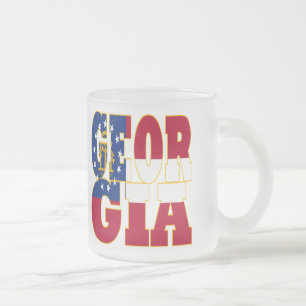 Taza De Cristal Esmerilado texto de la bandera de Georgia