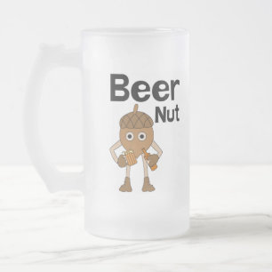Taza De Cristal Esmerilado Texto de la tuerca de cerveza
