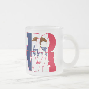 Taza De Cristal Esmerilado Texto del indicador de estado de Iowa
