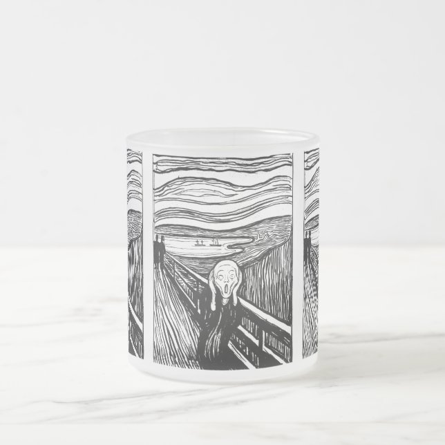 Taza De Cristal Esmerilado The Scream by Munch – Black Line Lithograph (Centro)