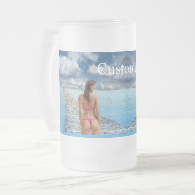 Taza De Cristal Esmerilado Thunder_Cove, Chica de bikini (Anverso izquierdo)