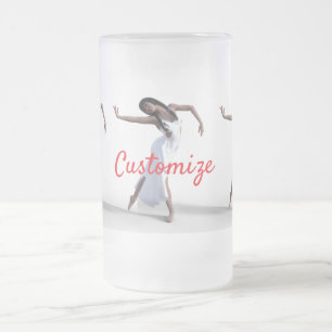 Taza De Cristal Esmerilado Thunder_Cove de bailarina de vestir blanco