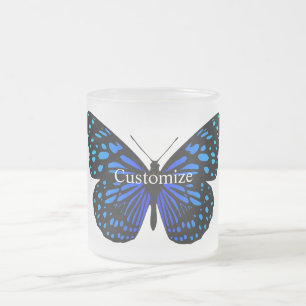 Taza De Cristal Esmerilado Thunder_Cove de mariposa azul