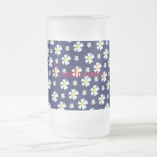 Taza De Cristal Esmerilado Thunder_Cove de patrón de flor blanca