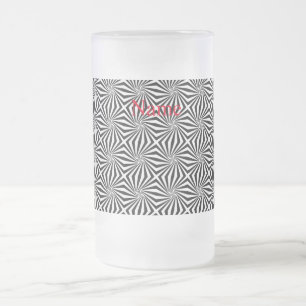 Taza De Cristal Esmerilado Thunder_Cove de patrón de radiación blanco negro