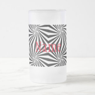 Taza De Cristal Esmerilado Thunder_Cove de patrón de radiación blanco negro