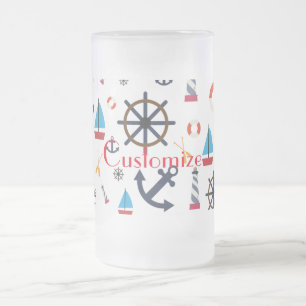 Taza De Cristal Esmerilado Thunder_Cove de tema náutico