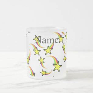 Taza De Cristal Esmerilado Thunder_Cove: Estrellas de tiro con arco iris
