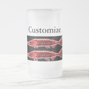 Taza De Cristal Esmerilado Thunder_Cove, esturión rojo bajo el agua