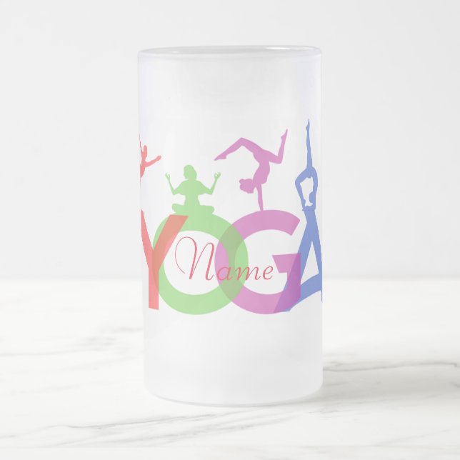 Taza De Cristal Esmerilado Thunder_Cove: Siluetas de yoga envenenadas (Centro)