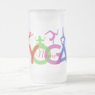 Taza De Cristal Esmerilado Thunder_Cove: Siluetas de yoga envenenadas