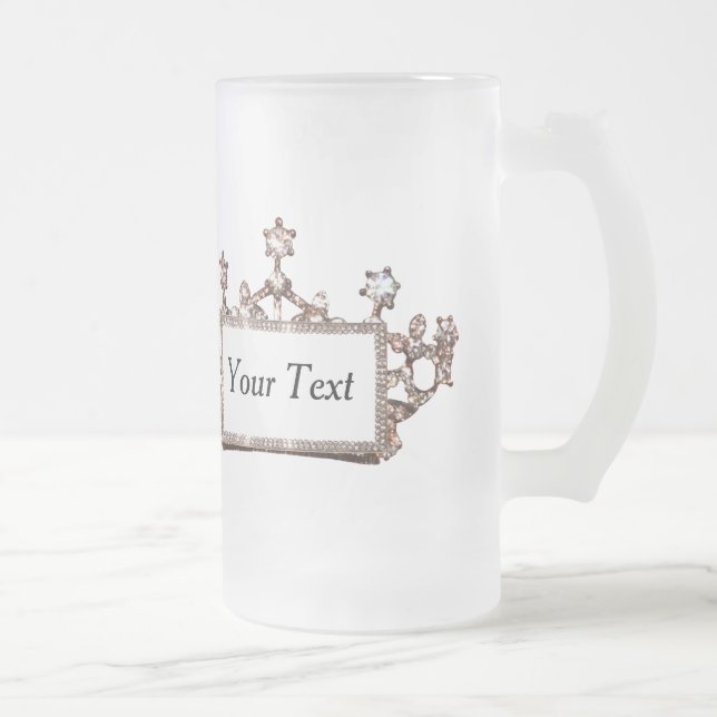 Taza De Cristal Esmerilado "Tiara de oro" personalizado (Derecha)