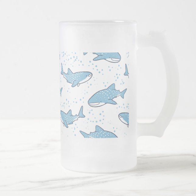 Taza De Cristal Esmerilado Tiburón ballena estrellado (luz) (Derecha)