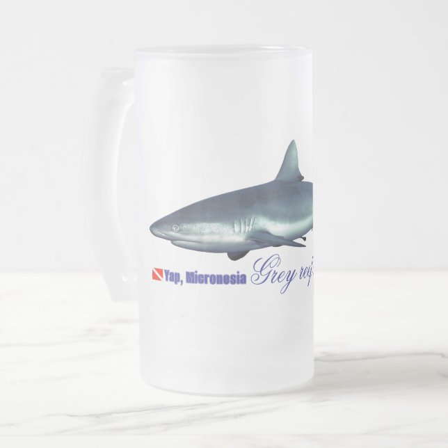 Taza De Cristal Esmerilado Tiburón de arrecife gris de Guay (Anverso izquierdo)