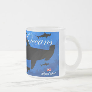 Taza De Cristal Esmerilado Tiburón de HammerHead - ahorre nuestros océanos