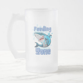 TAZA DE CRISTAL ESMERILADO TIBURÓN DE ZONA DE ALIMENTACIÓN , ESTILO DE CARICA