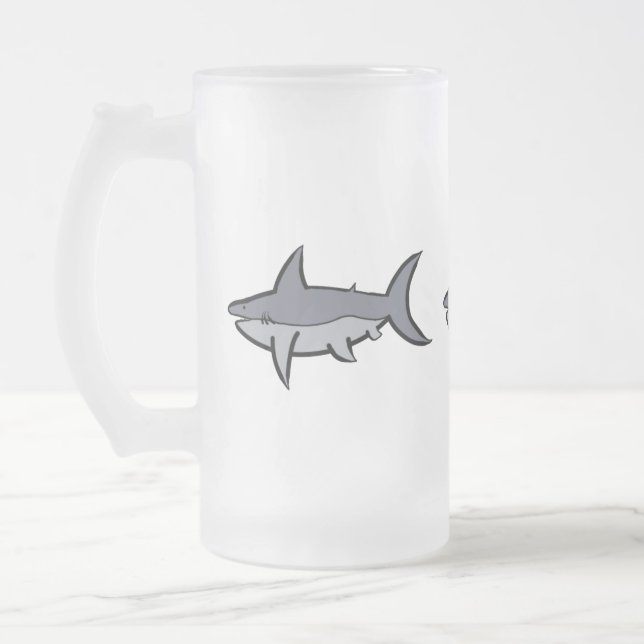 Taza De Cristal Esmerilado Tiburones (Izquierda)