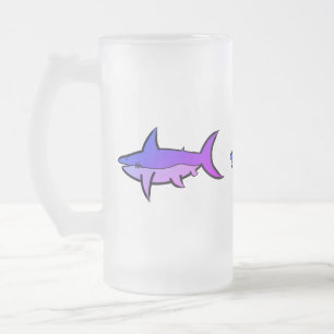 Taza De Cristal Esmerilado Tiburones morados de personalizable