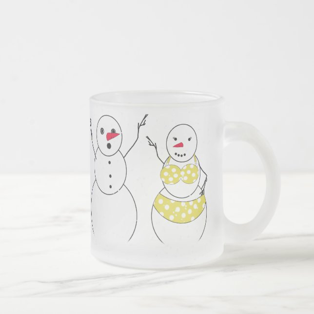 Taza De Cristal Esmerilado Tiempo de Nieve en Bikini (Derecha)