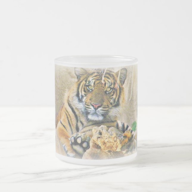 Taza De Cristal Esmerilado Tigre, buscando_ (Centro)