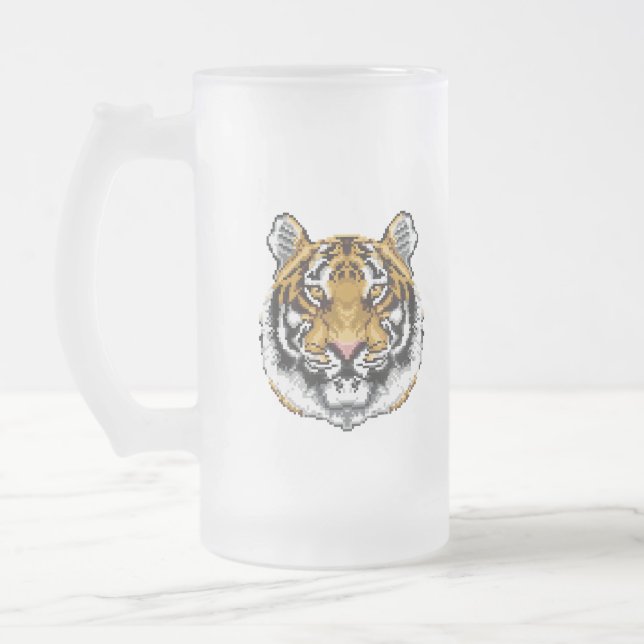 Taza De Cristal Esmerilado Tigre de 8 bits (Izquierda)