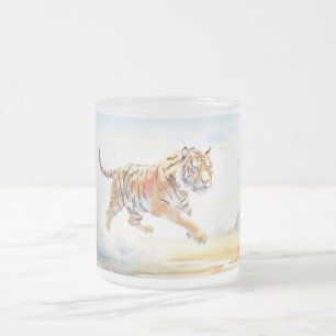 Taza De Cristal Esmerilado Tigre en acción 3