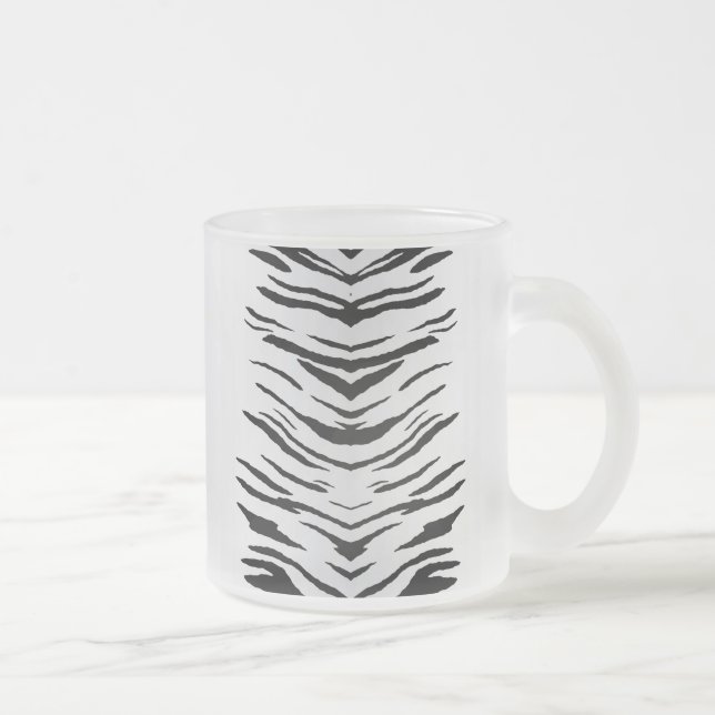 Taza De Cristal Esmerilado Tigre o cebra blanco rayada (Derecha)