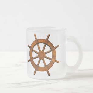 Taza De Cristal Esmerilado Timón de madera de las naves