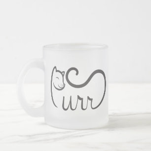 Taza De Cristal Esmerilado Tipografía Purr NEGRO