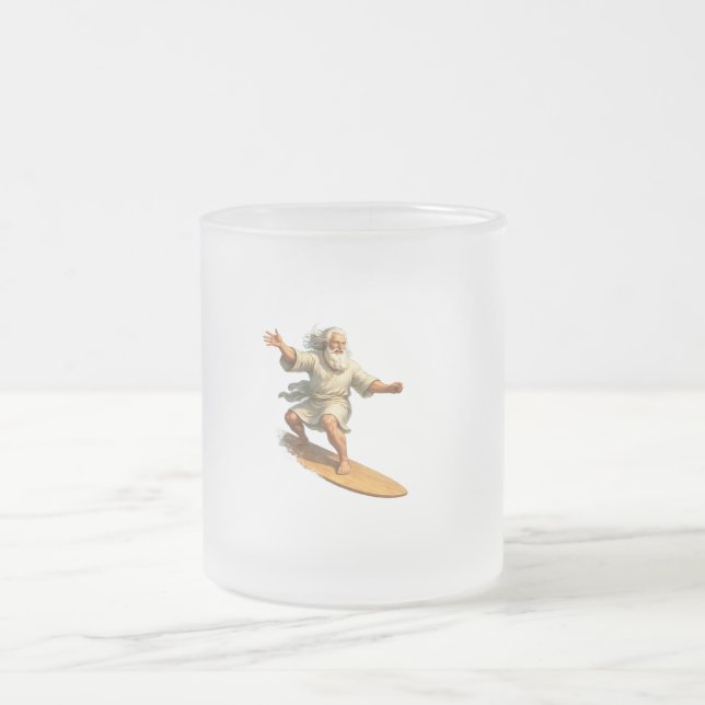 Taza De Cristal Esmerilado Title surfing Moses funny biblical art frosted gla (Centro)
