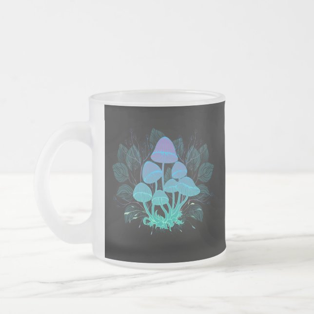 Taza De Cristal Esmerilado Toadstools en Bushes (Izquierda)