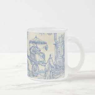 Taza De Cristal Esmerilado Toile azul chino