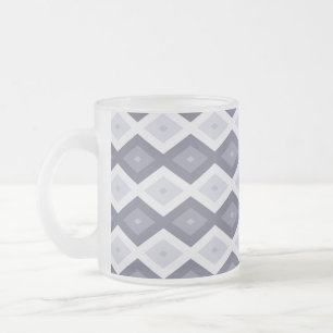 Taza De Cristal Esmerilado Tonos de patrón de diamante gris azul