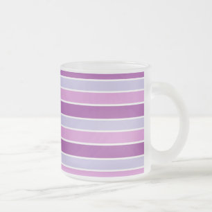 Taza De Cristal Esmerilado Tonos de rayas moradas