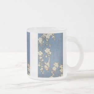 Taza De Cristal Esmerilado Toro y cereza llorando, Hokusai, 1834, Mug