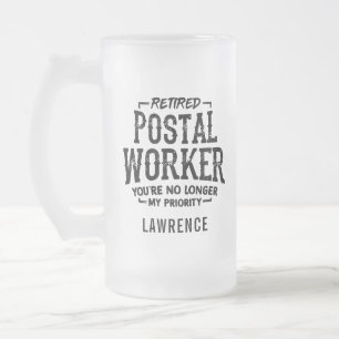 Taza De Cristal Esmerilado Trabajador Postal Jubilado Divertido Personalizar