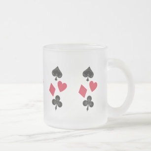 Taza De Cristal Esmerilado Trajes de tarjetas de época, diamantes, corazón, p