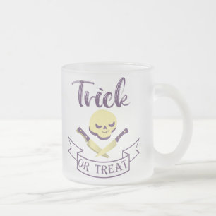 Taza De Cristal Esmerilado Trampa o trate los huesos cruzados del cráneo cint