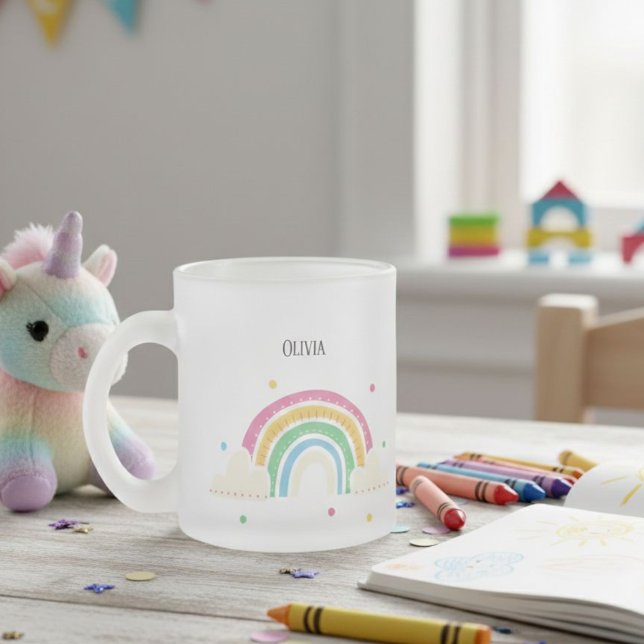 Taza De Cristal Esmerilado Transparent Rainbow Clouds Personalized Kids' Mug  (Subido por el creador)