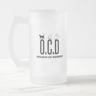 TAZA DE CRISTAL ESMERILADO TRASTORNO OBSESIVO DEL CAT