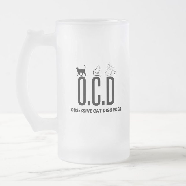 TAZA DE CRISTAL ESMERILADO TRASTORNO OBSESIVO DEL CAT (Izquierda)