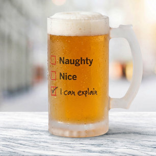 Taza De Cristal Esmerilado Travieso o Bueno - Puedo Explicar