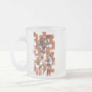 Taza De Cristal Esmerilado Trazos Modernos de Terracota y Rosa de Tinta Helad