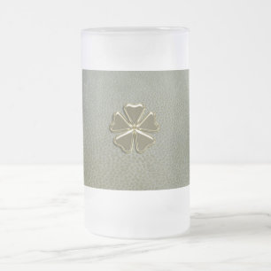 Taza De Cristal Esmerilado Trébol elegante día de San Patricio, cuero verde