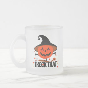 Taza De Cristal Esmerilado Treck Trat Pumpkin Sonriente