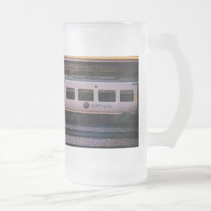 Taza De Cristal Esmerilado Tren azul y plata