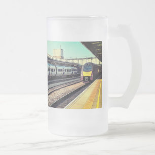 Taza De Cristal Esmerilado Trenes en la estación