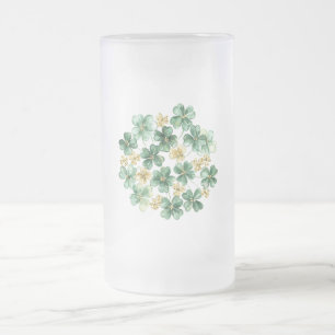 Taza De Cristal Esmerilado Trepadores de purpurina dorada verde Día de San Pa
