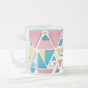 Taza De Cristal Esmerilado Triángulos Geométricos Pastel - Escarcha Retro Mod
