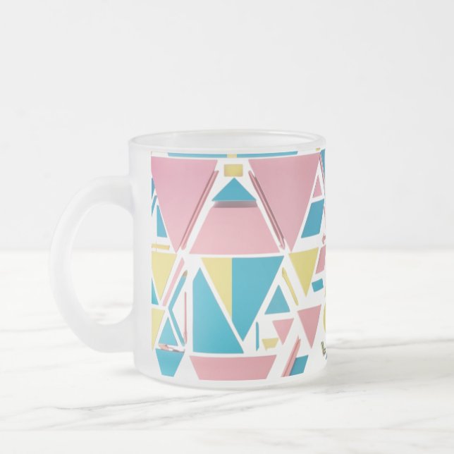 Taza De Cristal Esmerilado Triángulos Geométricos Pastel - Escarcha Retro Mod (Izquierda)